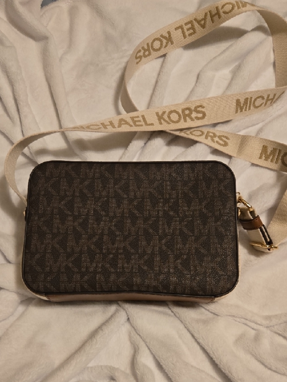 Michael Kors Brown Monogram Crossbody with Logo Strap - Picture 6 of 12